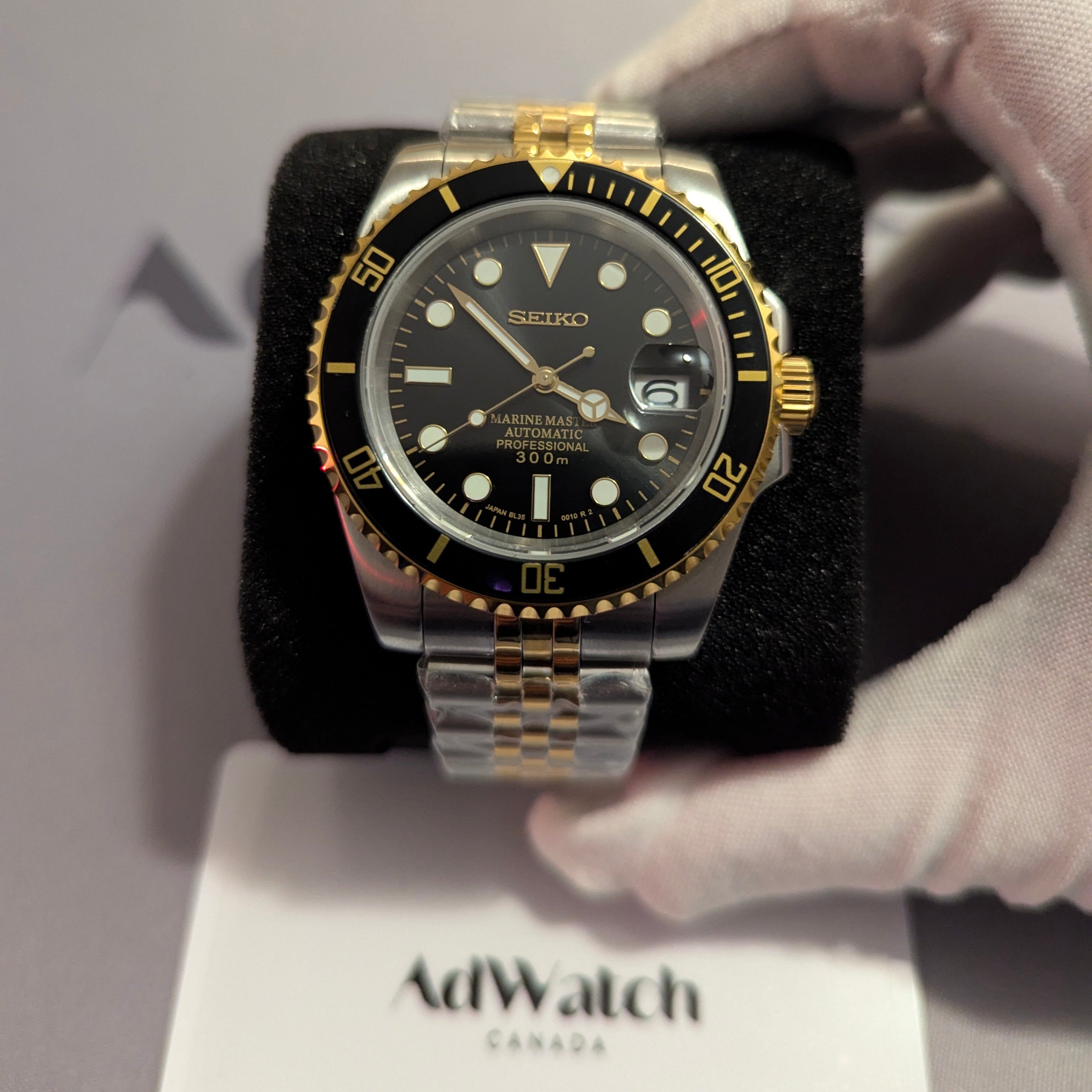 SEIKO MOD MARINE MASTER | BLACK AND GOLD