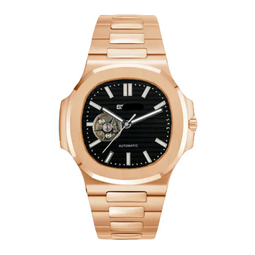 SEIKO MOD ノーチラス ローズゴールドカラー パテック SEIKO MOD NAUTILUS | OPEN HEART ROSE GOLD AND BLACK – ADWATCH.CA