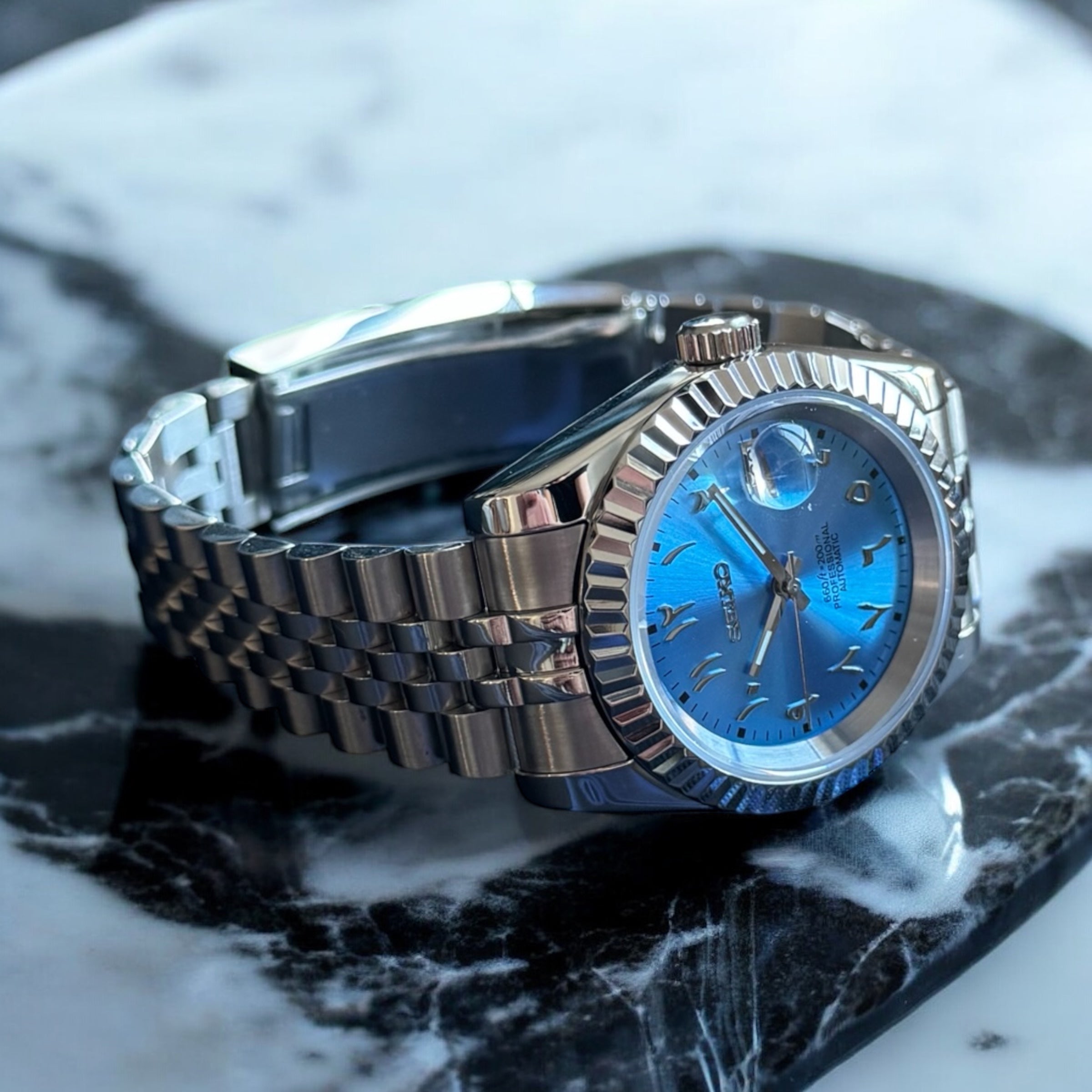 SEIKO MOD | DATEJUST | ARABIC DIAL | SKY BLUE – ADWATCH.CA