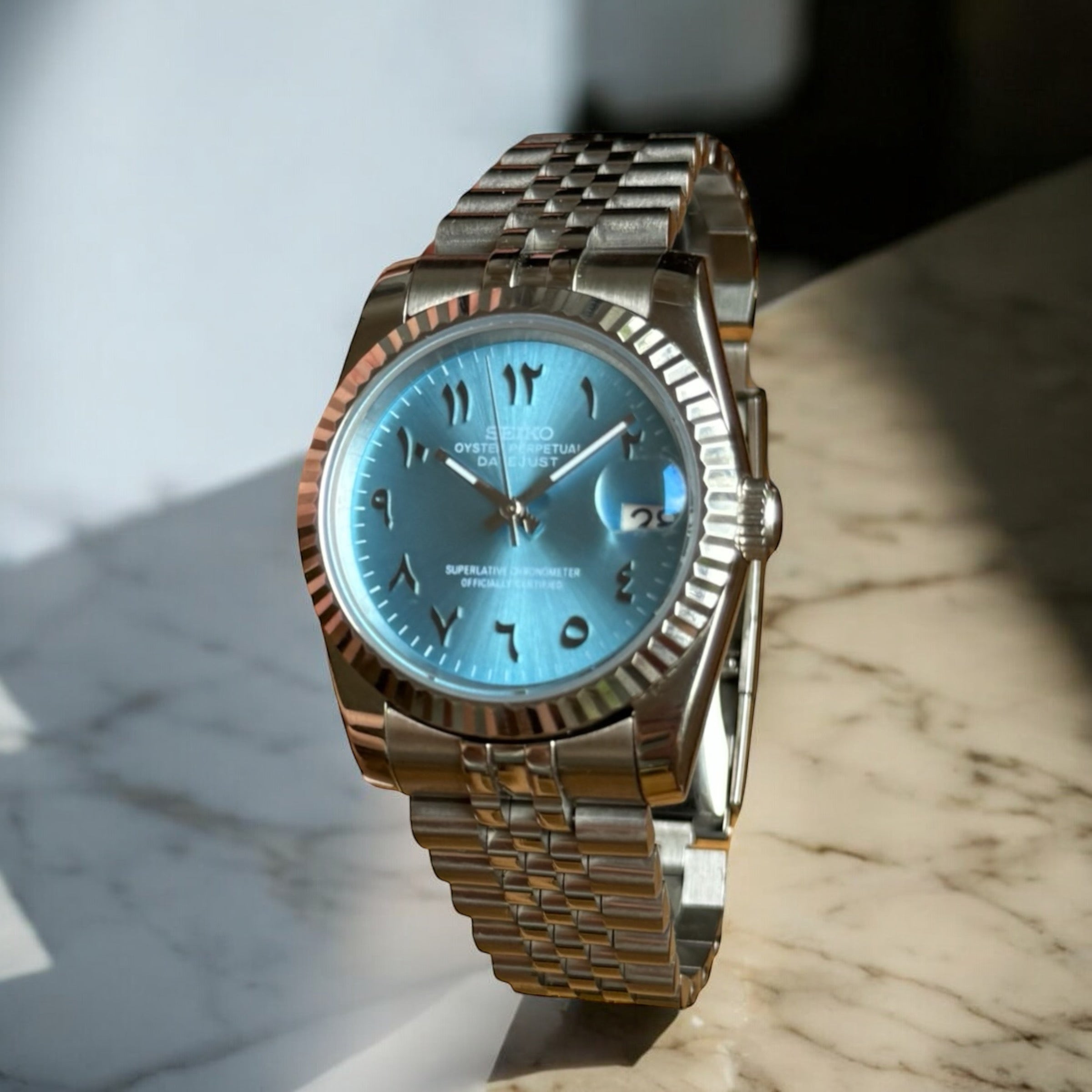 SEIKO MOD | DATEJUST | ARABIC DIAL | SKY BLUE
