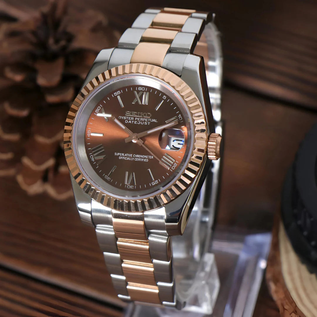 SEIKO MOD | DATEJUST | ROMAIN DIAL | CHOCOLATE – ADWATCH.CA