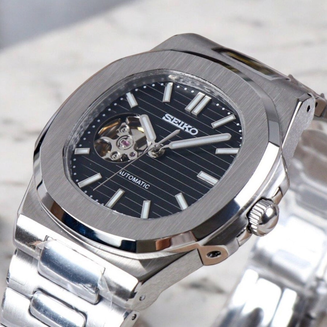 SEIKO MOD NAUTILUS | OPEN HEART BLACK